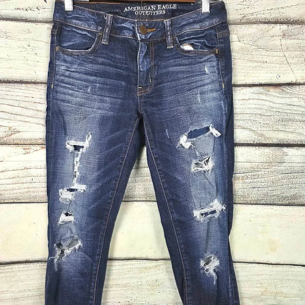 American Eagle Jegging Jeans Womens Distressed Super Stretch 2